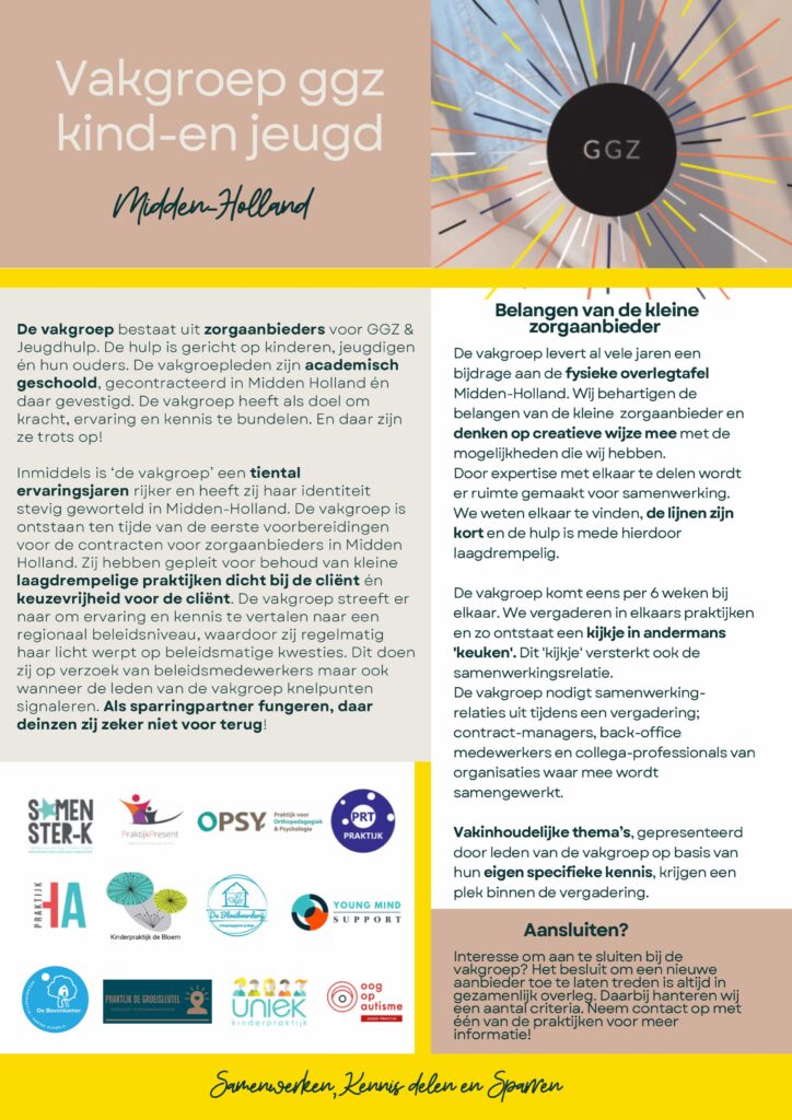 Vakgroep GGZ kind en jeugd Midden-Holland – samenwerking van zorgaanbieders in de jeugdhulp